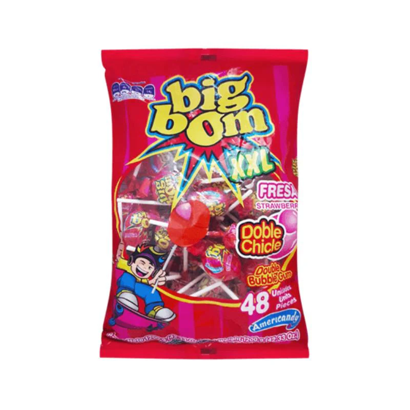 Big Bom Lollipops Strawberry Candy 1200g - Image 3