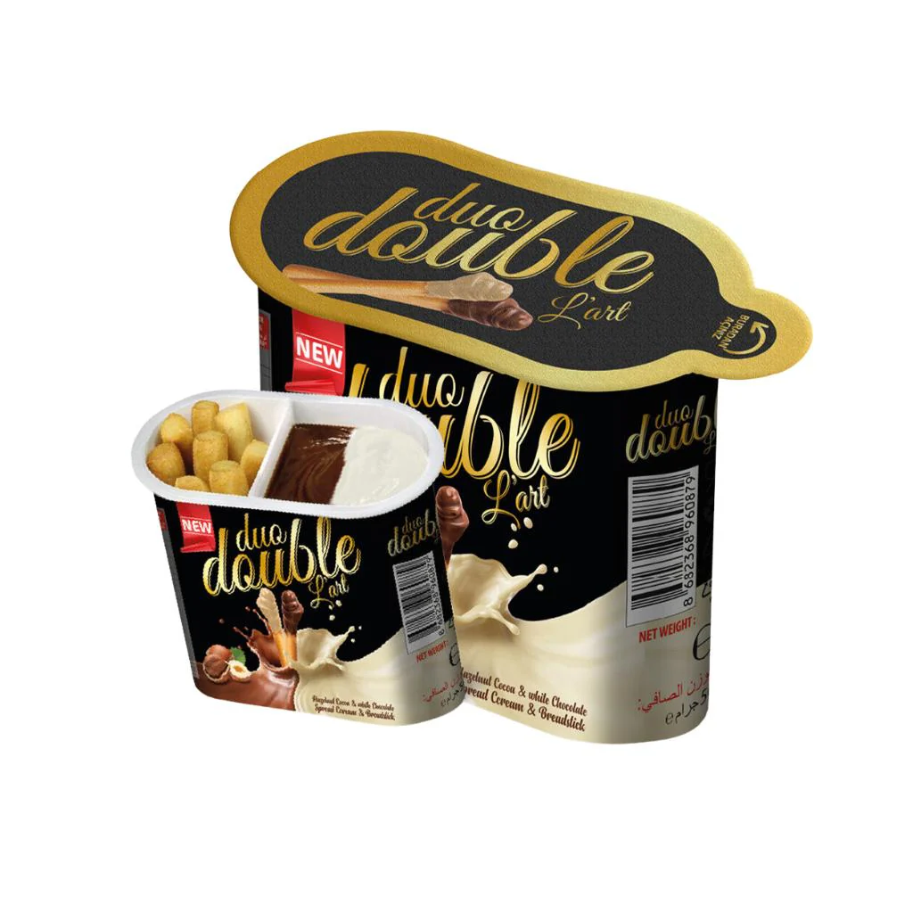 Duo Double L'art Hazelnut Cocoa Cream & White Cream with Grissini 50g