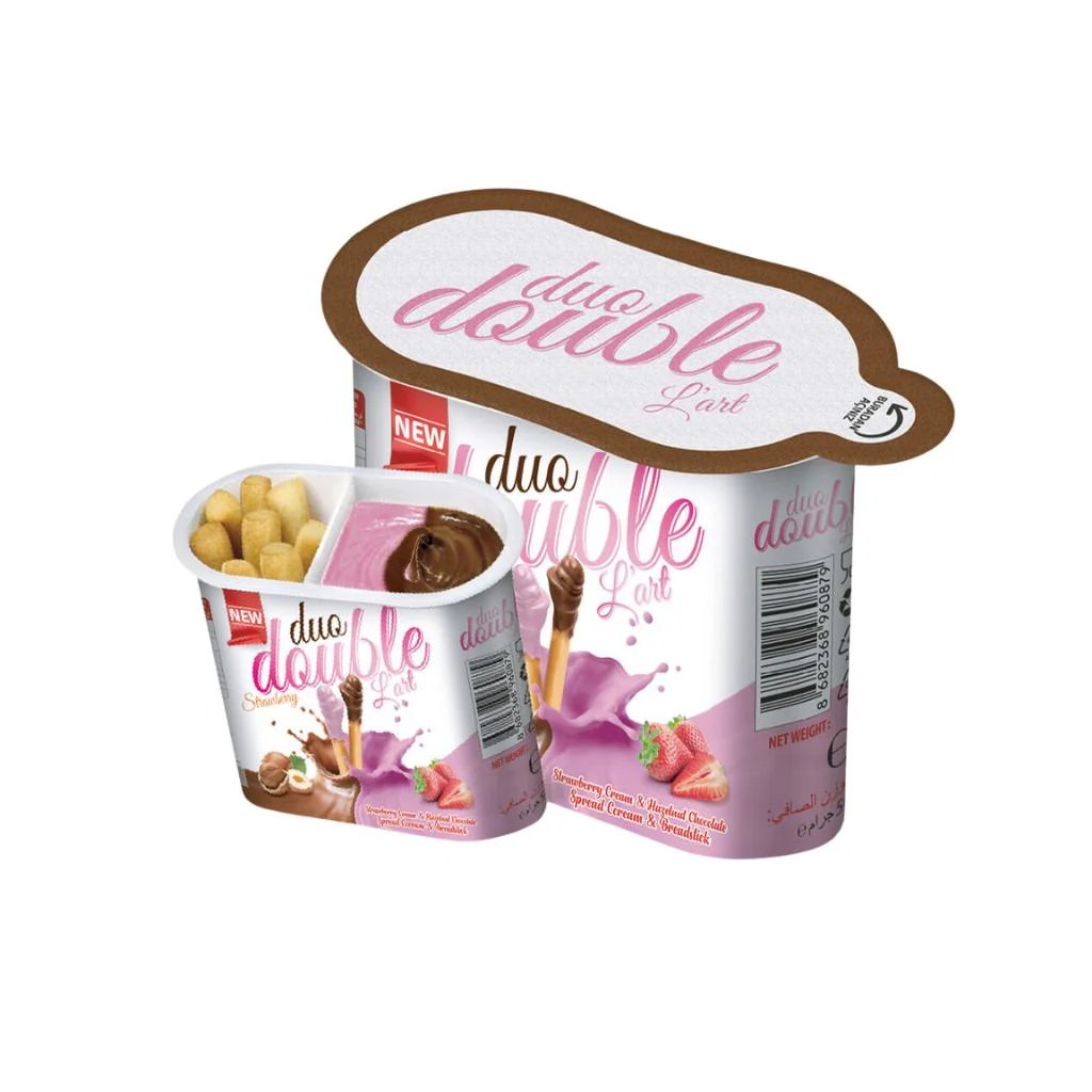Duo Double L'art Strawberry Cream & Hazelnut Cream with Grissini 50g